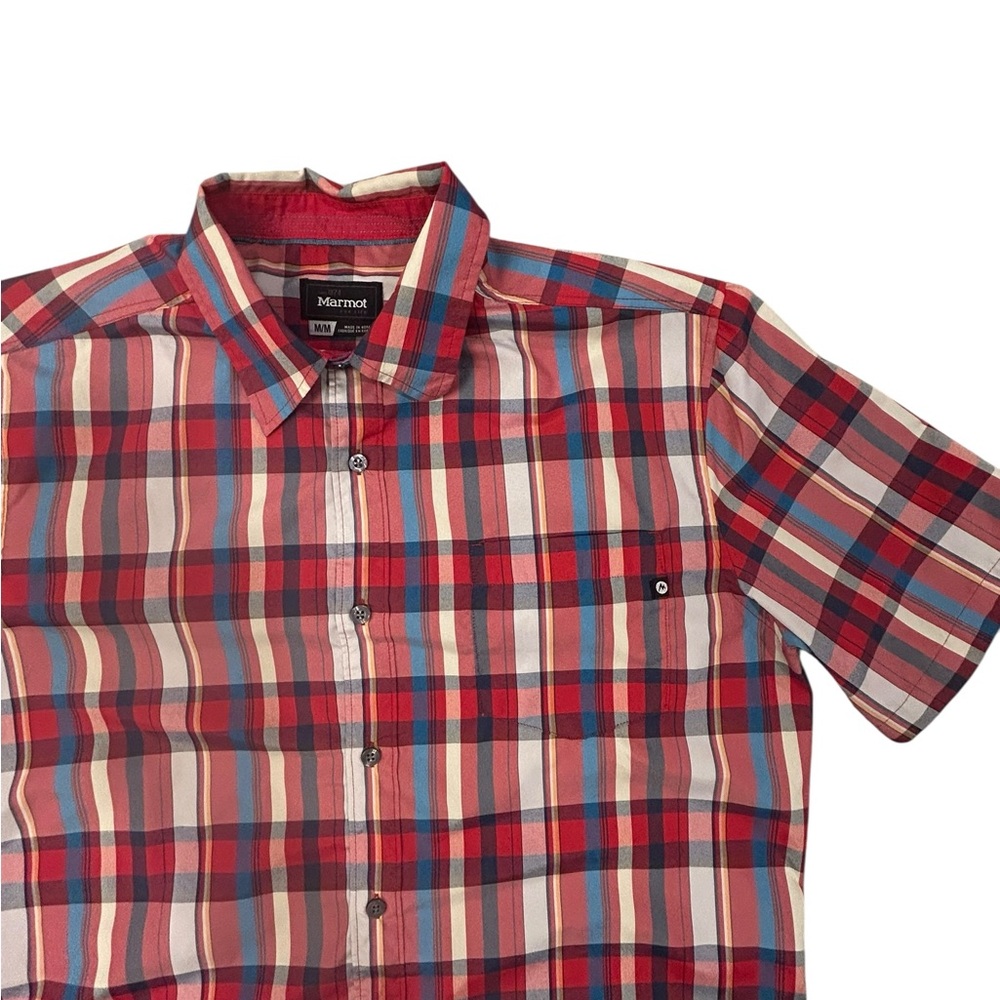 Marmot Men's Multicolor Plaid Button Down‎ Shirt Short Sleeve Medium